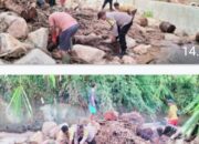 Personil Polres Sibolga Bersama Warga Bersihkan Sungai Aek Doras