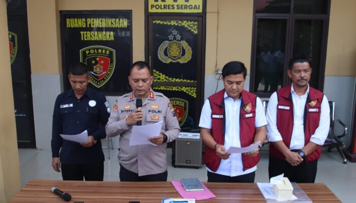 Sat Reskrim Polres Sergai Gelar Doorstop Kasus Penggelapan Oknum Kades