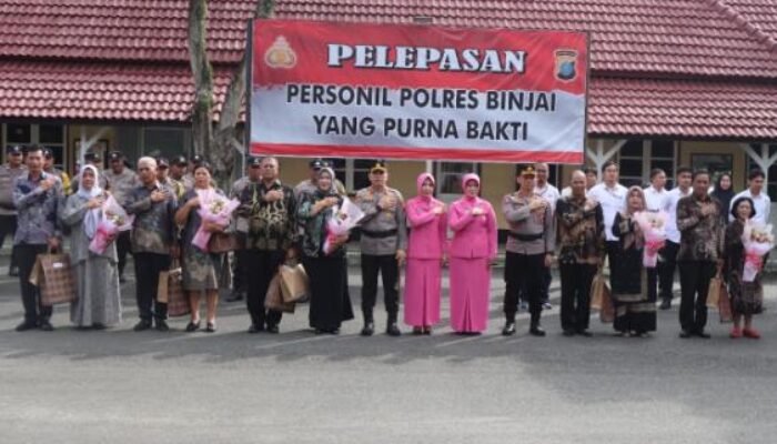 Polres Binjai Gelar Upacara Pelepasan Personil Purnabakti