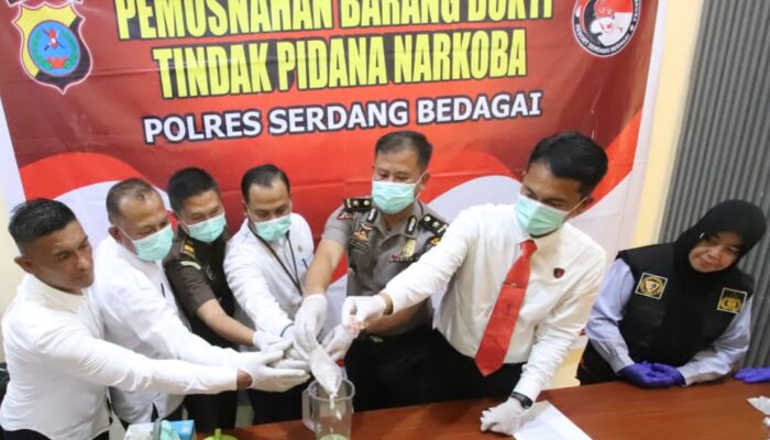 Polres Sergai Musnahkan Barang Bukti Hasil Pengungkapan Kasus Narkoba