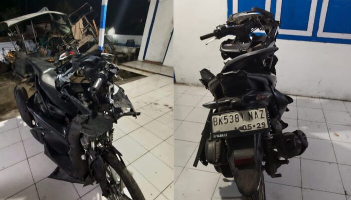 Laga Kambing Truk dan Motor di Jalinsum Sei Bamban, 1 Orang Luka Serius
