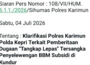 Polres Karimun Klarifikasi Pemberitaan ‘Dugaan Tangkap Lepas Tersangka Penyelewengan BBM Subsidi di Kundur’