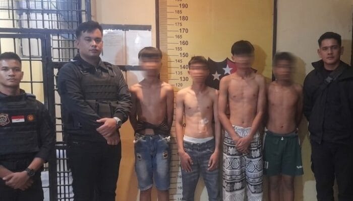 Tim Macan Polres Pelabuhan Belawan Amankan Empat Remaja Pelaku Tawuran
